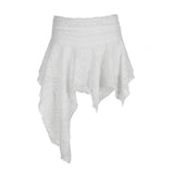 Retro Lace Irregular Low-Rise Half-Dress Temperament Holiday Folding Folded Thin A-Word
