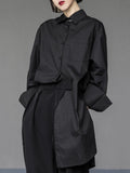 Women White Irregular Big Size Blouse New Lapel Long Sleeve Loose Fit Shirt Fashion Tide Spring Autumn 2023