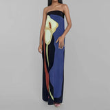 New Women's Fashion Sleeveless Shoulder Avant-Garde Sexy Bareback Print
