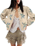 Autumn And Winter 2024 Hot Style Quilted Embroidery, Good Quality Washing Cotton, Maple Leaf Cloth Embroidery, Women's Cotton Jacket-Outfit