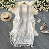 Retro Embroidery Sun Protection Shirt Women Summer Casual Loose Streetwear Chiffon Long Sun Protection Cardigan