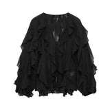 Women's Clothing 2025 Spring New Multi-Color Simple Cascade Decoration Chiffon