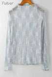 New Transparent Korean Loose Women Lace Blouse 3 Colors Female Bottoming Blouses Plus Size Cheaper