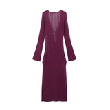 Women's Explosive Long-Sleeved Knitted Hollow V-Neck