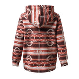 Large-Size Fashion Casual Casual Women's Loose Geometric Pattern Print Hooded Zip-Down Jacket