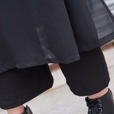 Chiffon Black Trousers For Women High Waist Loose Asymmetrical Hem Ankle Length Wide Leg Pants Female 2023 Spring