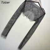 Sparkly Crystal T-shirts Women O-Neck Hollow Out Sexy See Through Tank Tops Night Partywear Crop Shirts Tee Y2K Tops