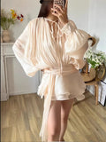 Pure-Want Wind To Close The Waist Irregular Hem Dress Women 2025 Spring New Temperament High-End Folding Skirt