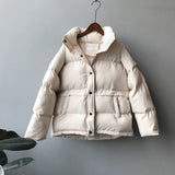 Fashion solid women winter down jacket stand collar short single-breasted coat preppy style parka ladies chic outwear