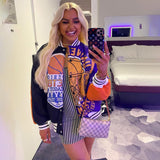 Weird Puss Y2K Women Baseball Jacket Varsity Bomber 2021 Autumn Irregular Graffiti Print Long Sleeve Trend Loose Streetwear