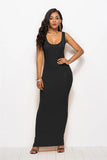 Elegant Women Sexy Dress O-Neck Sleeveless Slim Maxi Dress High Stretch Tank Robe Spring Summer Thin Long Dress