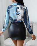 Casaul Retro Print Long Sleeve