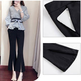 Sleeve Waistband Decorative Chiffon Shirt Casual Wide Leg Pants Two Piece Elegant Women's Pants Set Summer