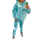 Winter Women Tracksuit Sportswear Long Pants Set Two Piece Long Sleeve Hoodies Sweatshirt Suit Winter Warm Solid