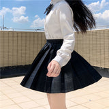 Preppy Black Plaid Pleated Skirt Women Japanese Fashion School Girl Uniform Kawaii Gothic High Waist Mini Skirt Cute