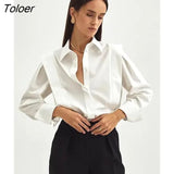 Elegant Female Blouses Cotton Shoulder Pads Lapel White Women Shirt Office Buttons All-Match Spring 2022 Wild Blusas