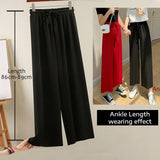 Slacks Women's Loose Summer Long Pants Soft Ice Silk Full-Length Black Wide Leg Pants Women Khaki High Waisted