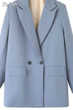 2023 Women Double Breasted Loose Blazer Office Lady Loose Classic Coat Basic Suit Jacket Female Chic Outwear