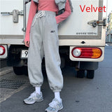 Oversized Grey Jogging Sweatpants Women Korean Style Joggers Track Pants White Winter Warm Trousers Female