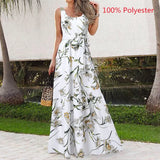Bohemian Summer Dress Women Leopard Print Long Robe 2022 Holiday Sleeveless Tank Dresses Casual Belted Maxi Vestido