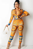 Print Retro Knot Blouse and Pants