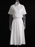 Beautiful Suit Woman 2025 New Short Shirt High-Waisted Lace Embroidered Skirt Two Sets Of Autumn And