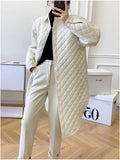 Jacket Women 2022 Parkas Solid Color Lapel Diamond Lattice Irregular Cotton Coat Women's Trench Coat Female Clothing