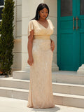 Size Sequin Cloak Sleeve V-Neck