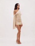 And Winter New Women's Fashion Elegant Round-Collar Knitted Dress Striped Dress Long