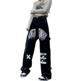 Star Letter Graphic Cargo Jeans-Outfit
