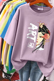 100% Cotton Plus Size L-6XL T Shirt Print Tshirt Short Sleeve Women's Top Chinese Style Summer Couple O Neck T