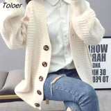 Women Winter Sweater Solid Single Breasted Rhombus Knitted Jumpers Korean Style Preppy Trendy Casual Loose Autumn
