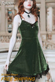 Black Chic Bow Decoration Women Spaghetti Belt Dress 2023 Summer Elegant Off Shoulder lolita Dress E-girl Gothic eam