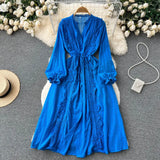 Lace Embroidary Women Dress 2022 Summer Fashion Elegant Long Sleeves Hollow Out French Style Ladies A Line