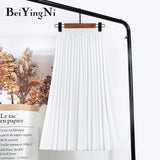 Women Vintage New Fashion Skirt Elastic High Waist Pleated Leisure Retro Skirt Female Streetwear Luxury Faldas
