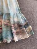 High-End Exquisite Dress Women's Summer Micro Fat Mm New National Feng Feng Eshui Ink Printing Skirt