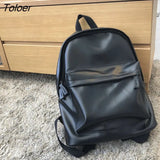 Women PU Waterproof Solid Couple Womens Unisex Fashion Simple Schoolbags Chic Ins Big Capacity Ulzzang Retro