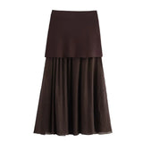 New Gold Button Knitted Vest Small Folding Splicing Skirt