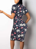 Printed Elegant O-Neck Short Sleeves Midi