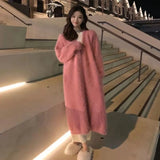 Clothes Women Faux Mink Cashmere Cardigan Loose Pull Femme Bat Sleeve Long Coat Thickness Warm Knitted Sweater