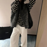 Vertical Striped High-Waisted Straight Slacks Women's New Autumn Loose-Render Feeling With Thin Broad Legs Long