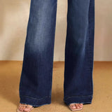 2025 New Women's Wear With Elastic Jeans Straight Temperament Broad Leg