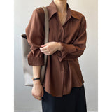 Women's Lightweight Texture Silk Blouse Autumn 2022 New Korean Style Long Sleeve