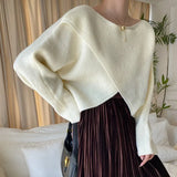 Green Cross Big Size Knitting Sweater Loose Fit Round Neck Long Sleeve Women Pullovers New Fashion Tide Autumn Winter