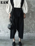 High Waist Black Bandage Long Harem Overalls Trousers New Loose Fit Pants Women Fashion Tide Spring Autumn 2023