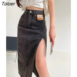 Maxi Jeans Sexy Skirt Women Denim Long Skirts Female Summer Vintage Maxi Skirt Side Split Denim Skirt Women Long