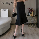 Woman's Skirt 2020 Casual Package Hip High Waist Office Work Wear Mermaid Skirts Womens Black Saia Midi Mujer