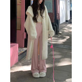 Winter Sweater Coats with Hooded Women Pure Color Y2k Clothing Korean Fashion Outwear Elegant Knitted Cardigan Female