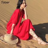 Embroidery Midi Dress V Neck Sexy Half Sleeve Vintage Vestidos Boho Summer 2023 Beach Loose Casual Clothes Women