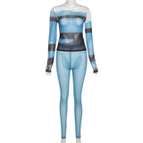 Sisterlinda Casual Fitness Tracksuit Women Two Piece Set Long Sleeve Mesh Tops+Leggings Female Sporty Matching Outfit